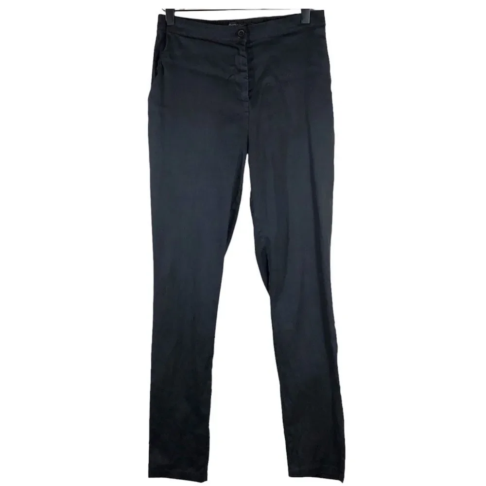 Gudrun Sjoden Black Linen Cotton Blend Tapered Trouser Pants Size Small